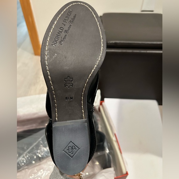 Donald J Pliner Devi4 Black Leather Suede Reverse Calf Knee High Boots - Picture 3 of 4